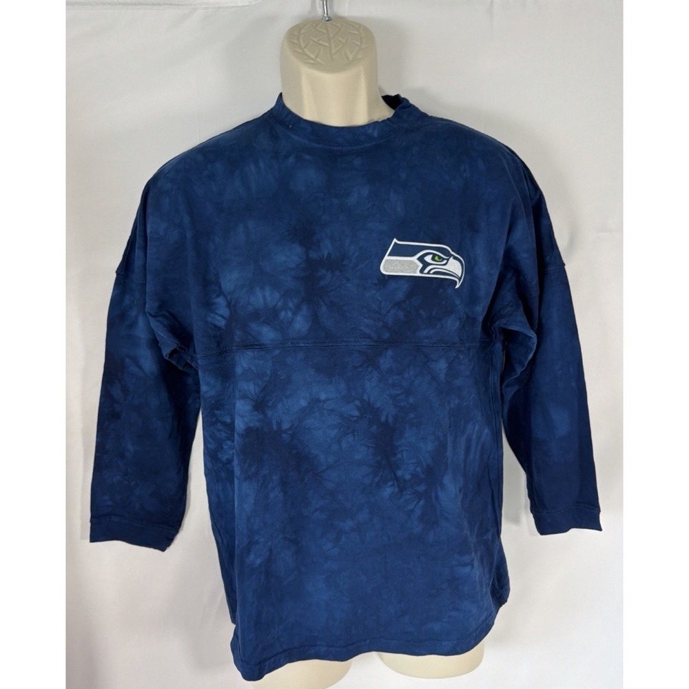 Seattle Seahawks Blue Tie Dye Long Sleeve Spirit Jersey Mens XS SEAHAWKS SEATTLE